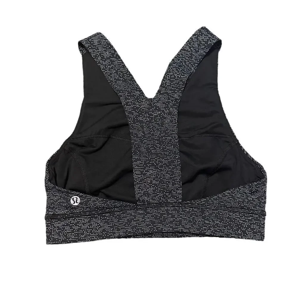 Lululemon Athletica Fast Free High Neck Razorback Gray Black Sport Bra